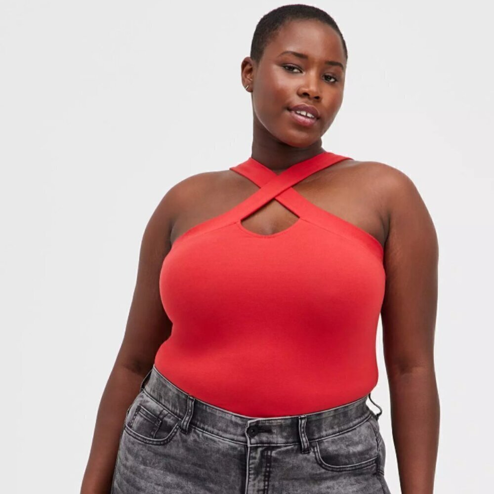 Torrid Foxy High Neck Criss Cross Halter Top red 3x NEW NWT